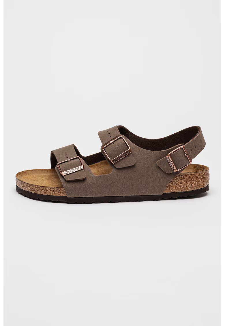 Birkenstock Sandale de piele ecologica cu catarame Milano - Maro/Bronz