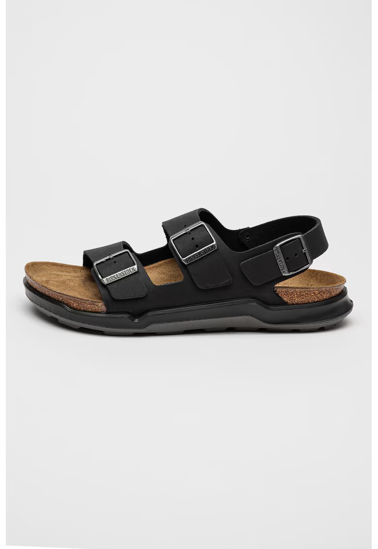 Birkenstock Sandale de piele Milano - Negru/Argintiu
