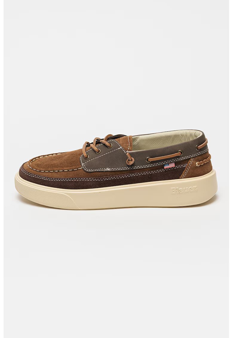 Blauer Pantofi boat de piele intoarsa - Maro