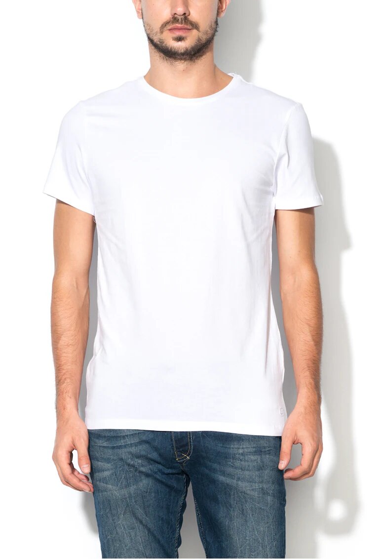BLEND Set de tricouri slim fit cu decolteu la baza gatului - 2 piese - Alb