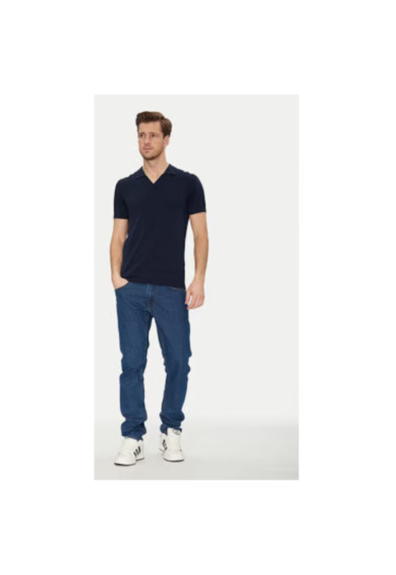 BLEND Tricou Polo barbati 20718362 - Bumbac/Lyocell - Bleumarin - Bleumarin