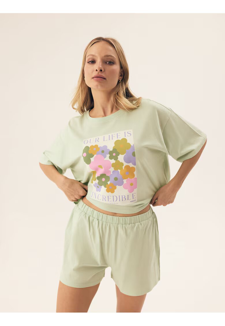Bloovii Pijama dama Flovers Verde menta - Floral