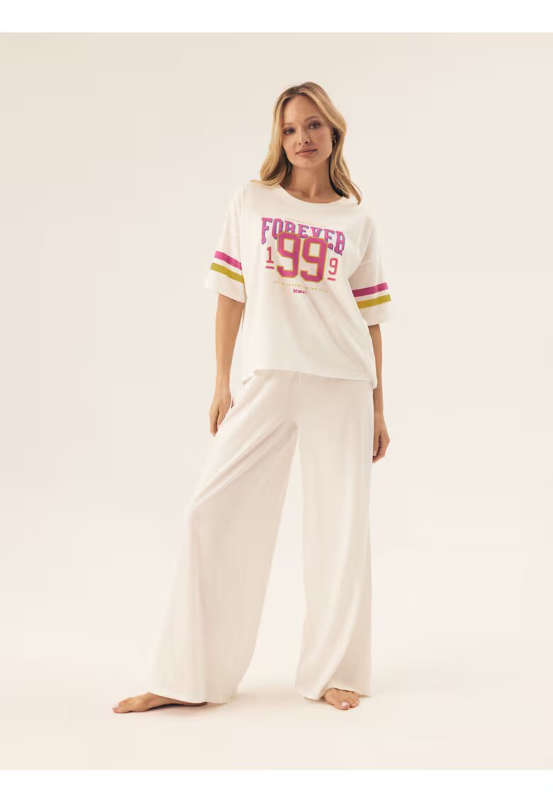 Bloovii Pijama dama Forever Bej deschis - Text