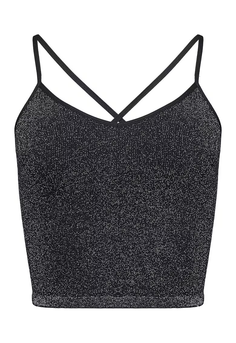 Bloovii Top scurt lucios dama Negru - Negru