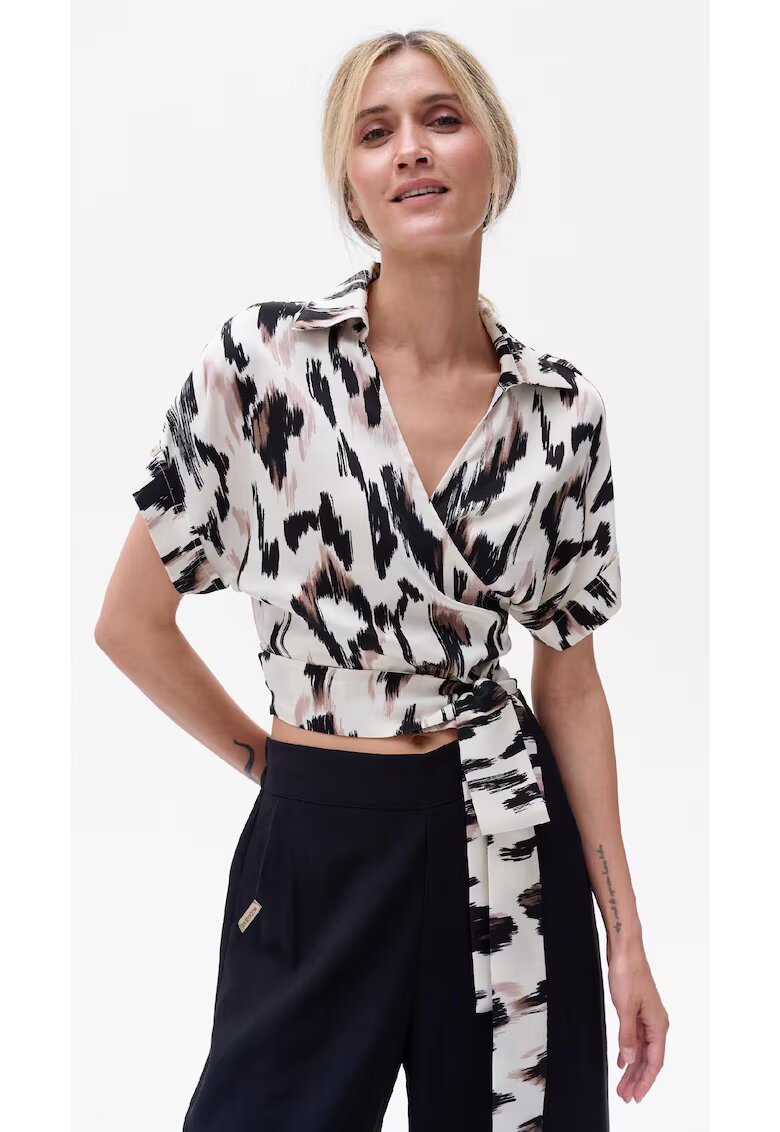 blue shadow Bluza crop cu imprimeu