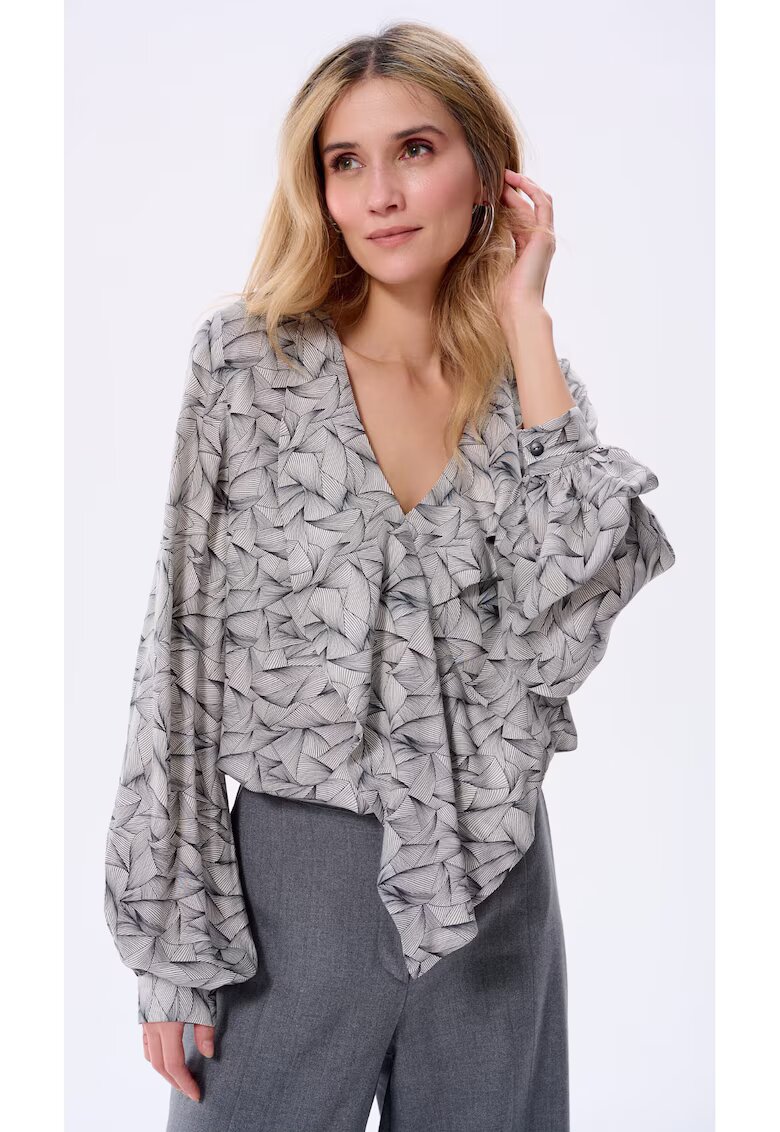 blue shadow Bluza cu decolteu in V si volane Alen