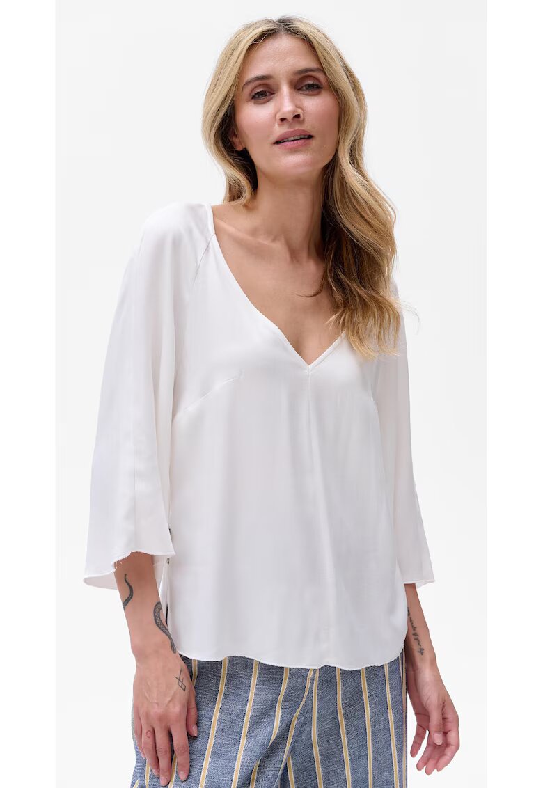 blue shadow Bluza cu decolteu in V uni