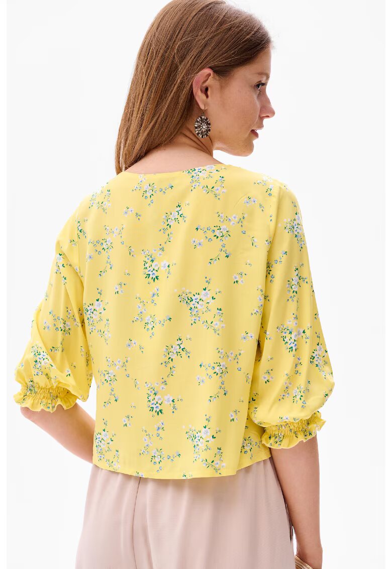 blue shadow Bluza cu imprimeu floral si maneci medii