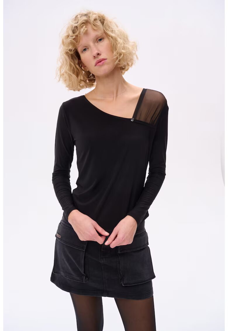 blue shadow Bluza slim fit cu decolteu asimetric