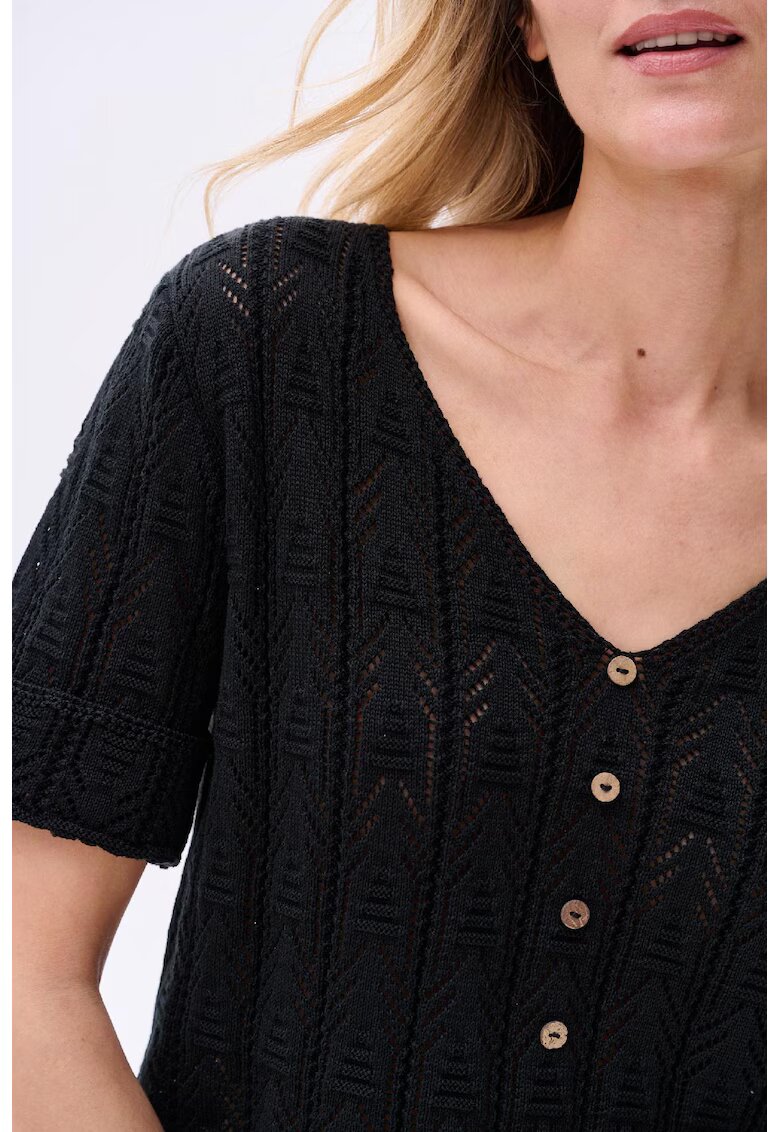 blue shadow Bluza tricotata cu decolteu in V