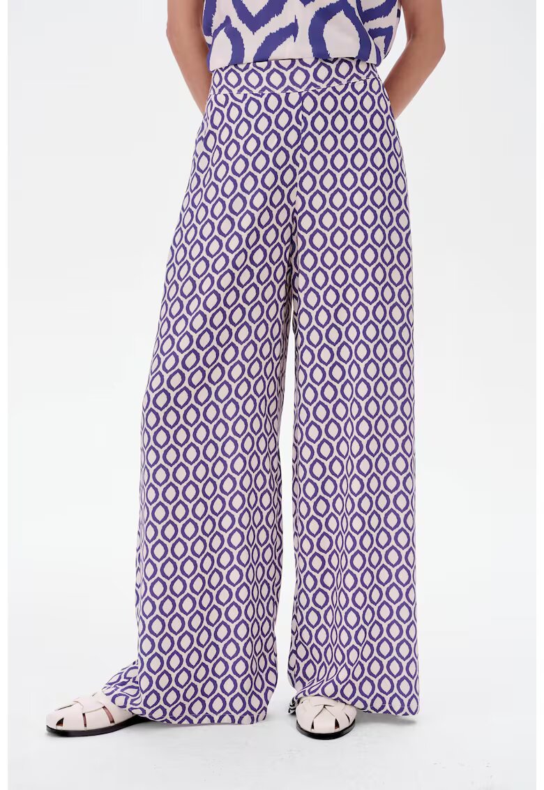 blue shadow Pantaloni cu croiala ampla si model grafic