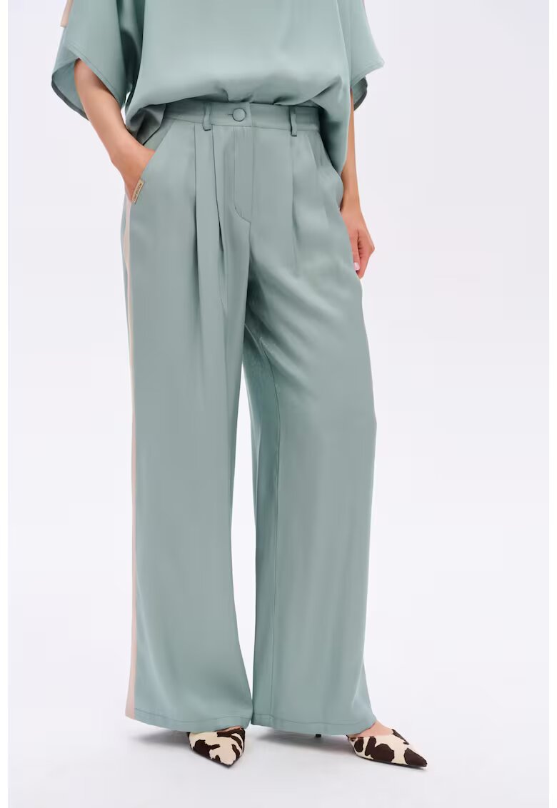 blue shadow Pantaloni cu croiala lejera si pliuri