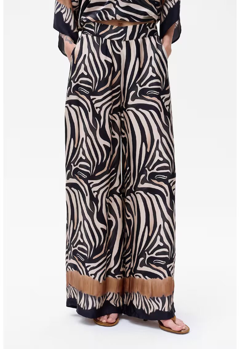blue shadow Pantaloni de dama Donaya cu imprimeu animal print