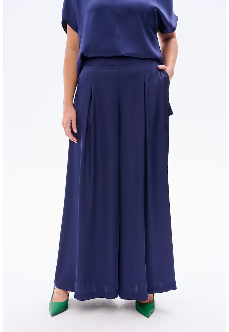 blue shadow Pantaloni largi cu model uni