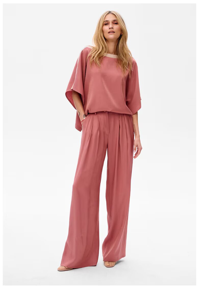 blue shadow Pantaloni relaxed fit cu pliuri