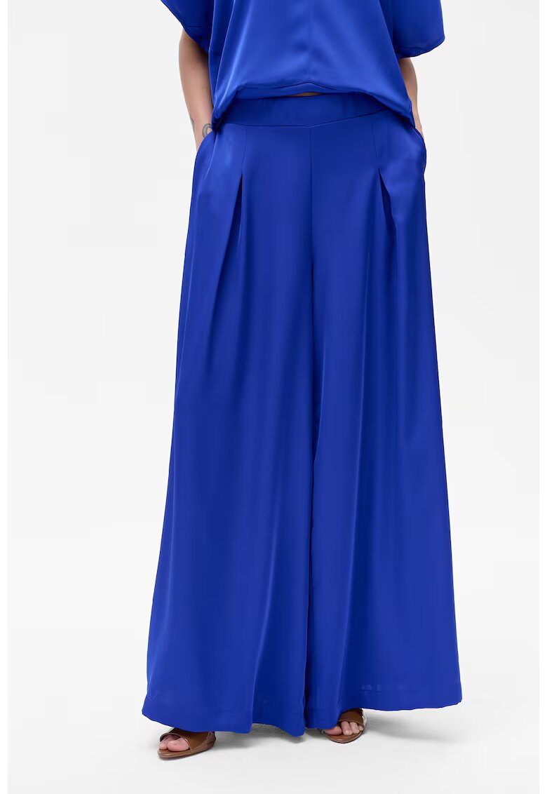 blue shadow Pantaloni relaxed fit cu talie medie