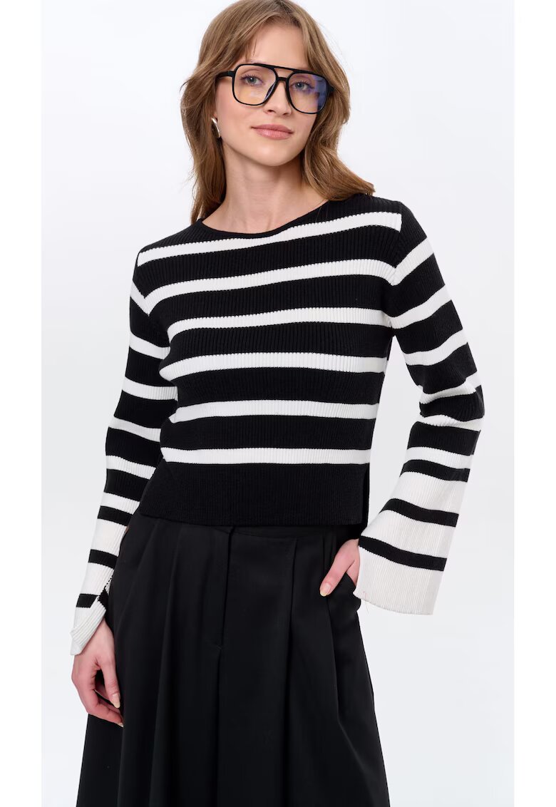 blue shadow Pulover cu dungi Taya - Negru/Ecru