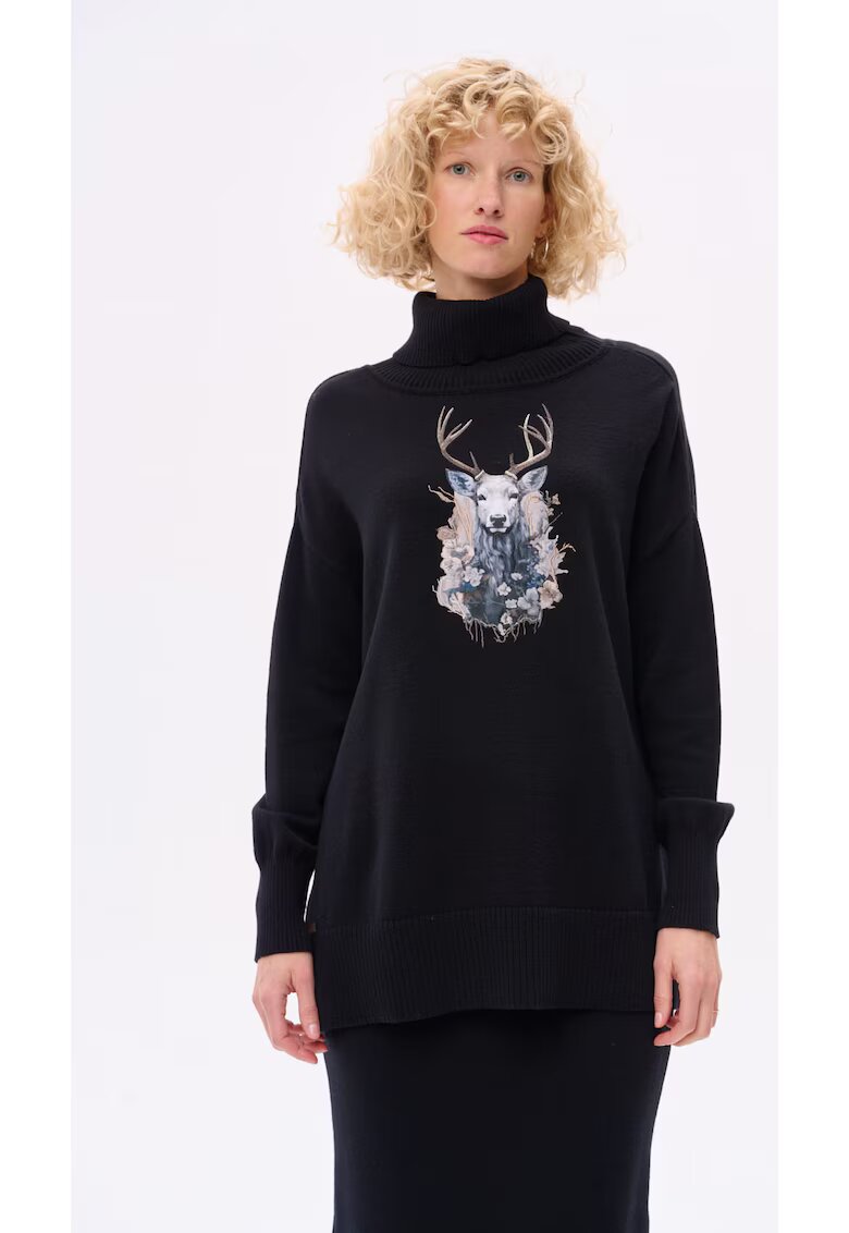 blue shadow Pulover cu model cu ren Lyly - Negru
