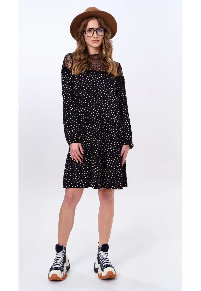 blue shadow Rochie cu buline si insertii din dantela Shay