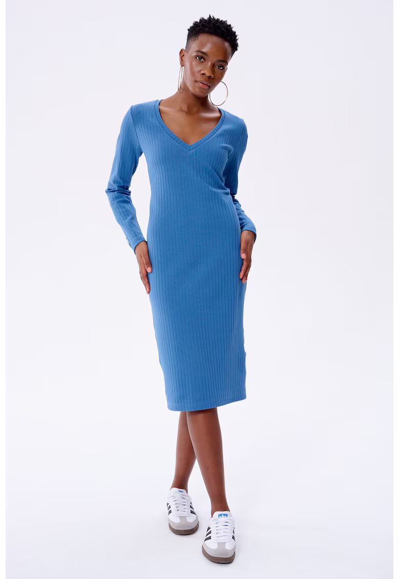 blue shadow Rochie cu croiala cambrata si striatii Rosalinda