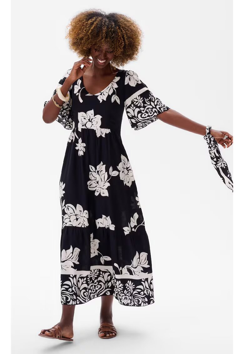 blue shadow Rochie cu imprimeu floral si maneci scurte