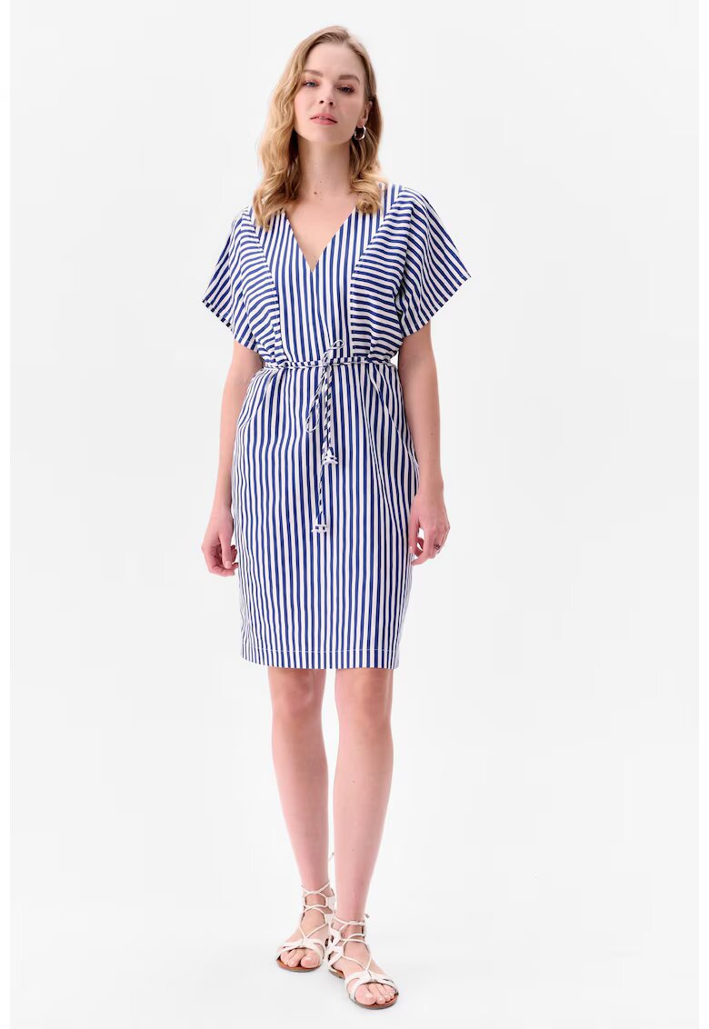 blue shadow Rochie cu model in dungi Biba - Alb/Albastru