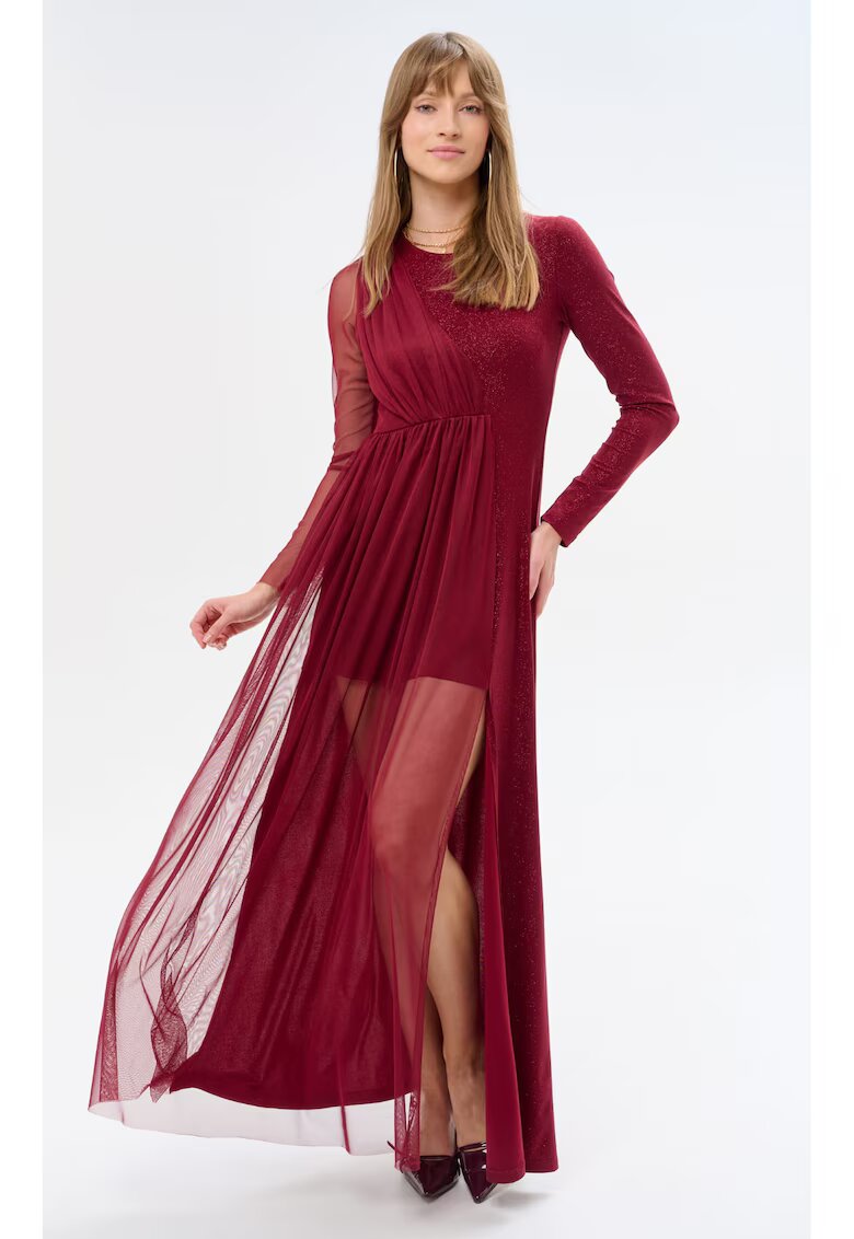 blue shadow Rochie cu segmente drapate si insertii din lurex