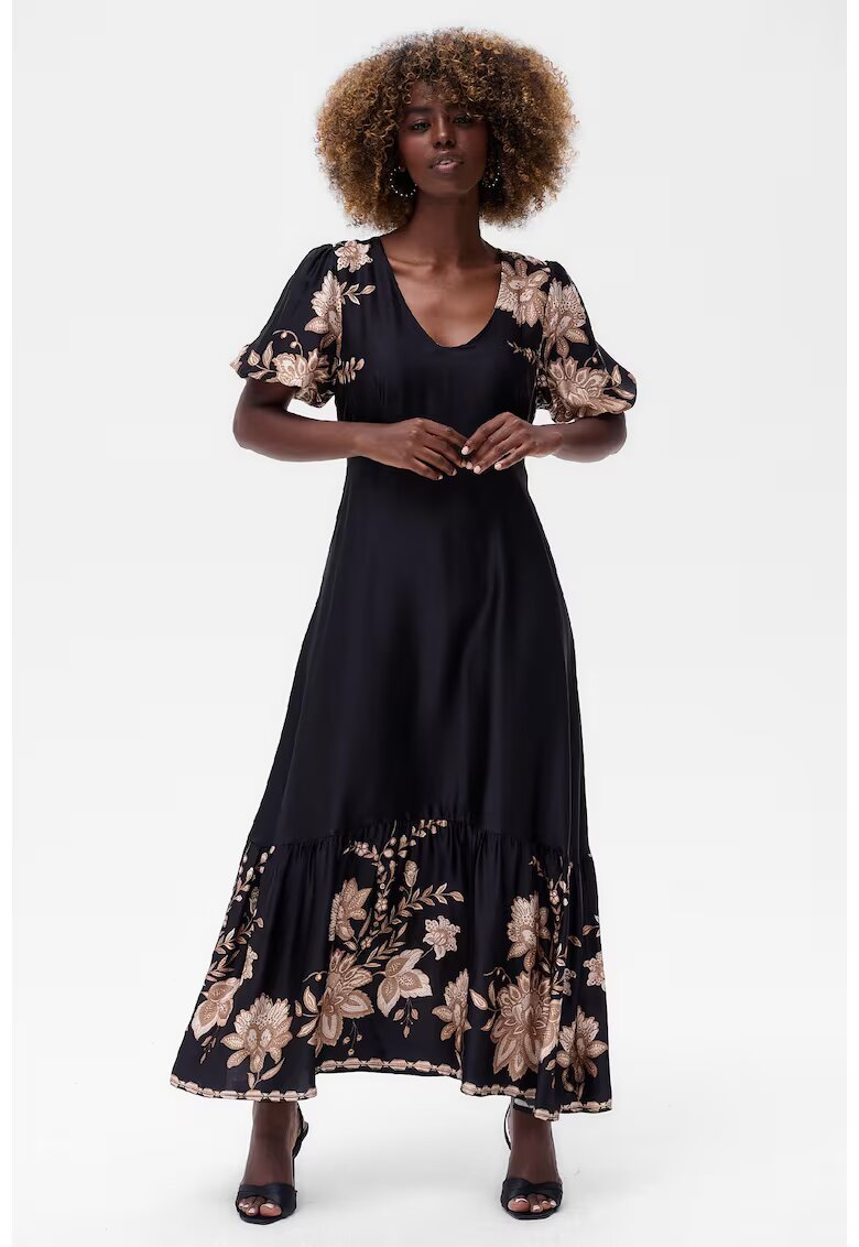 blue shadow Rochie maxi cu imprimeu floral si decolteu in V