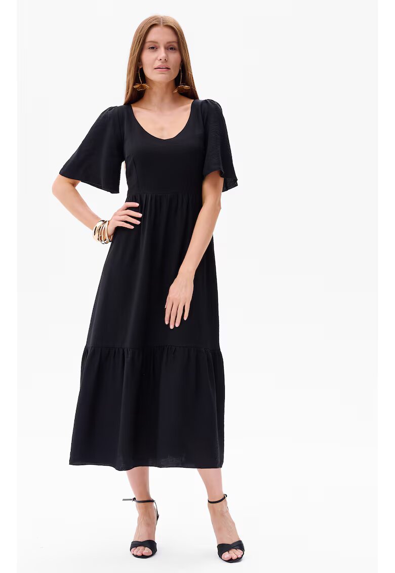 blue shadow Rochie midi evazata cu decolteu in V Doris