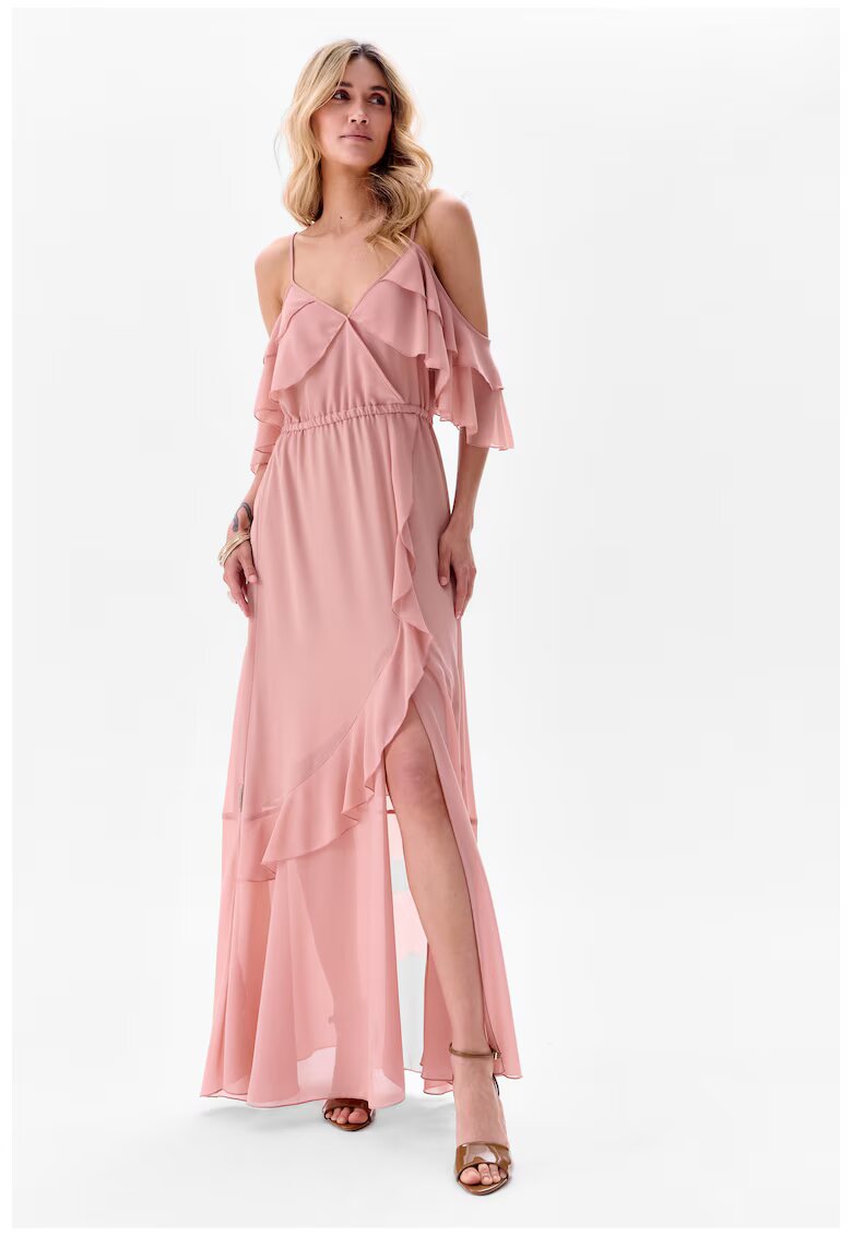 blue shadow Rochie vaporoasa cu umeri decupati Bakalia - Roz