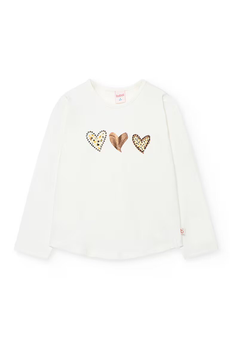 boboli Bluza cu design inima - Maro/Alb murdar