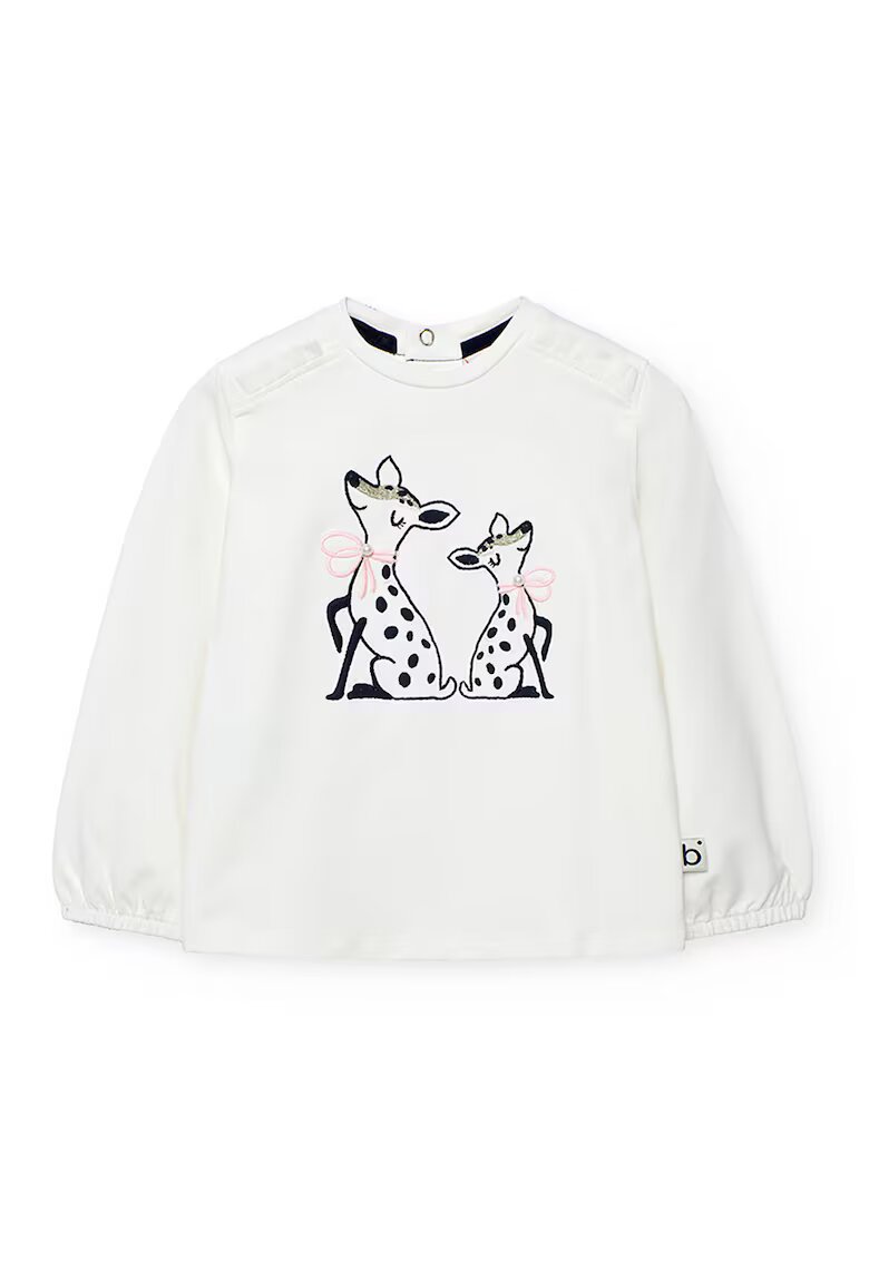 boboli Bluza din amestec de bumbac cu capse - Alb