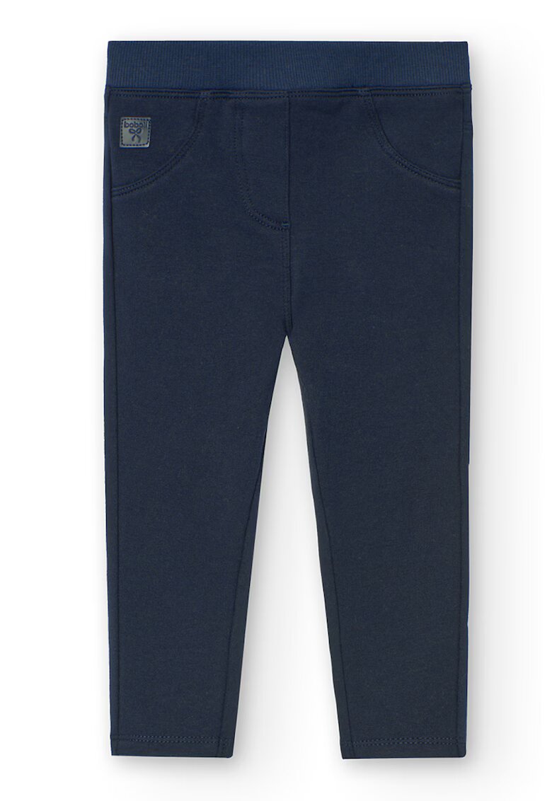 boboli Pantaloni din amestec de bumbac cu talie elastica - Bleumarin