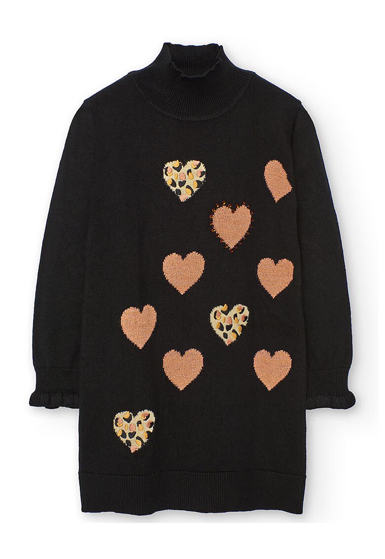 boboli Rochie-pulover cu model - Negru/Piersica
