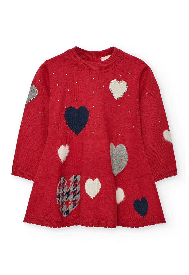 boboli Rochie tricotata cu model inimioare - Rosu