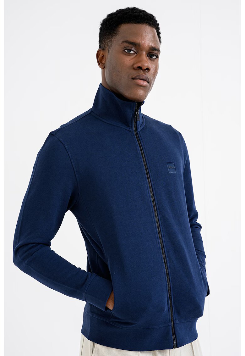 Boss Bluza de trening cu fermoar si aplicatie logo discreta Zestart - Albastru indigo