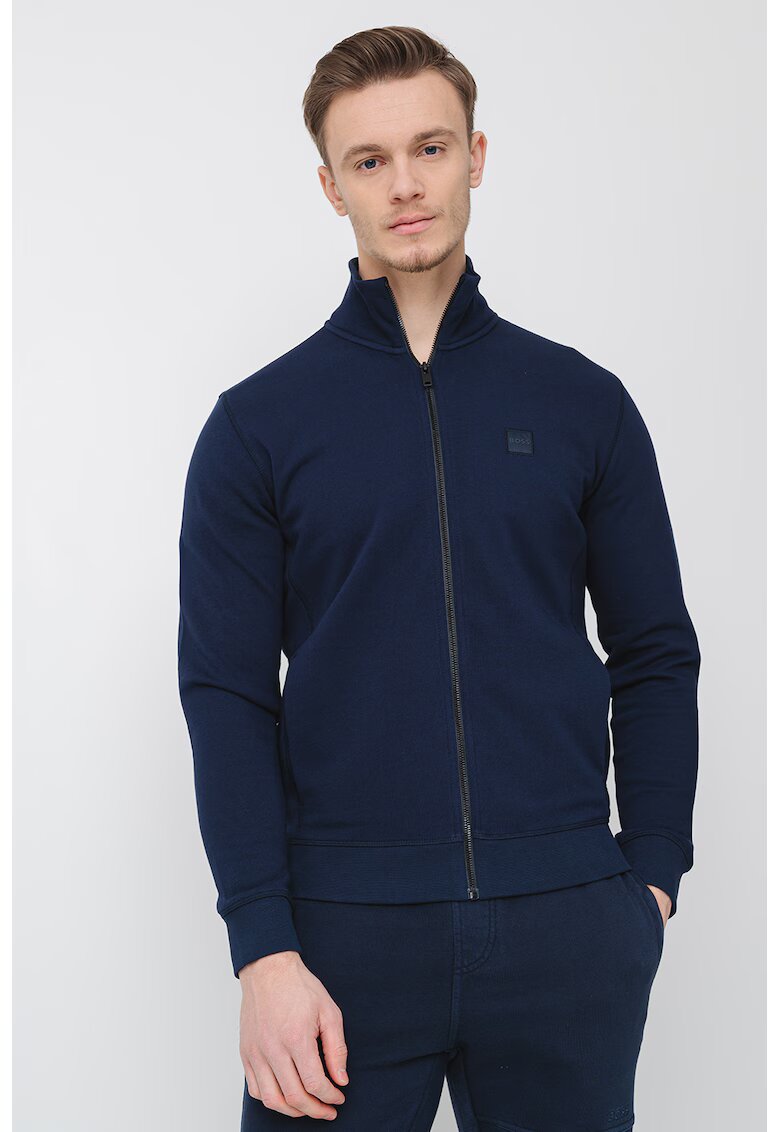 Boss Bluza de trening cu fermoar si aplicatie logo discreta Zestart - Bleumarin