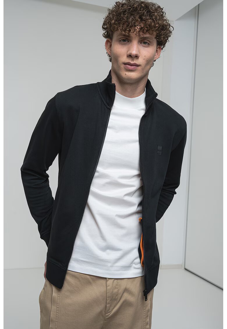 Boss Bluza de trening cu fermoar si aplicatie logo discreta Zestart - Negru