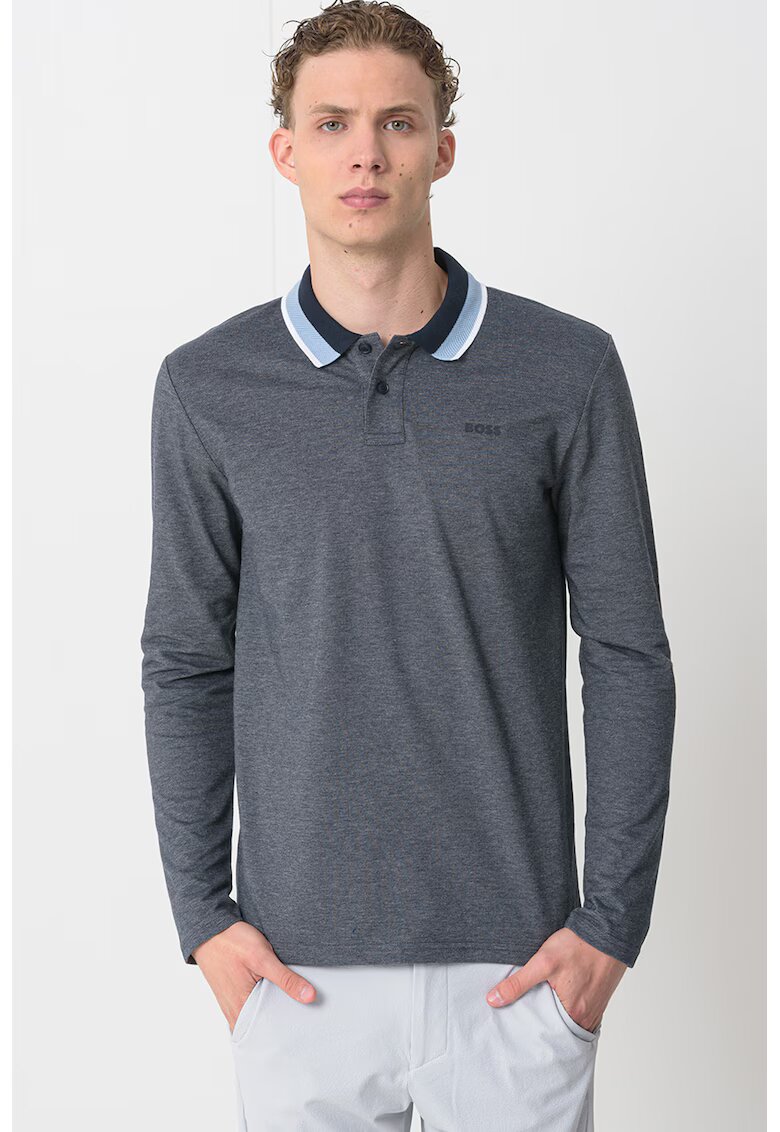 Boss Bluza polo de bumbac - Albastru prafuit