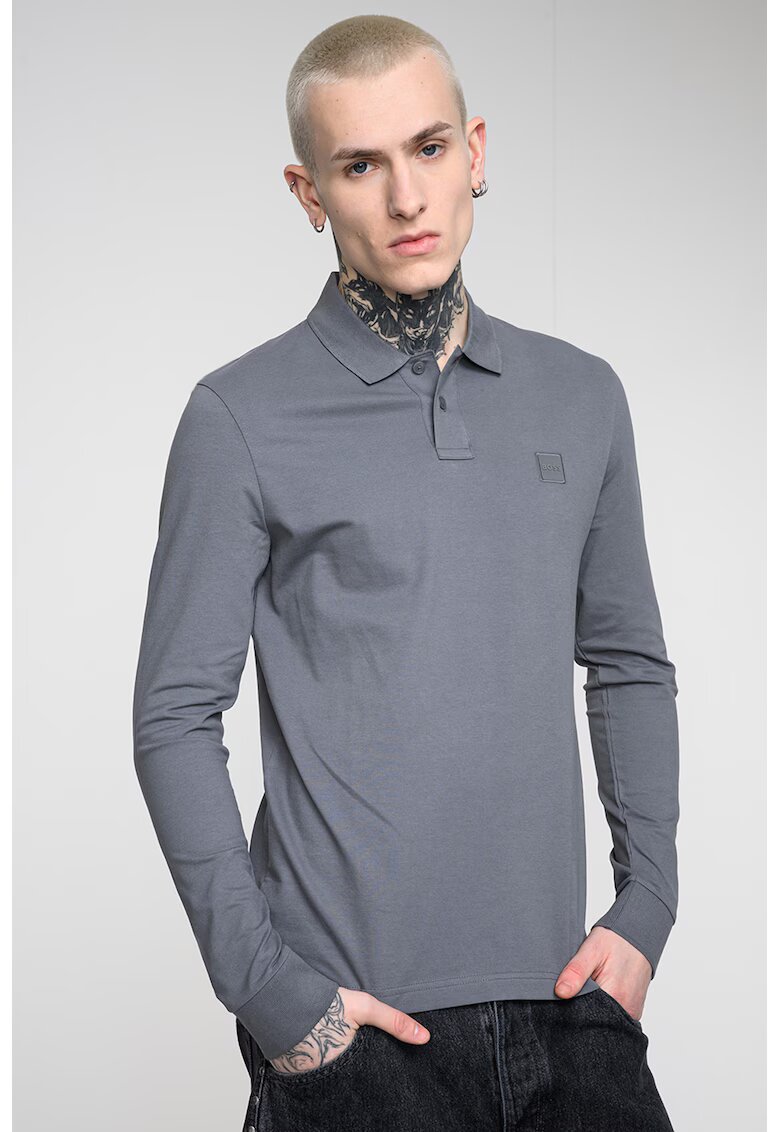 Boss Bluza polo slim fit Passerby - Gri antracit