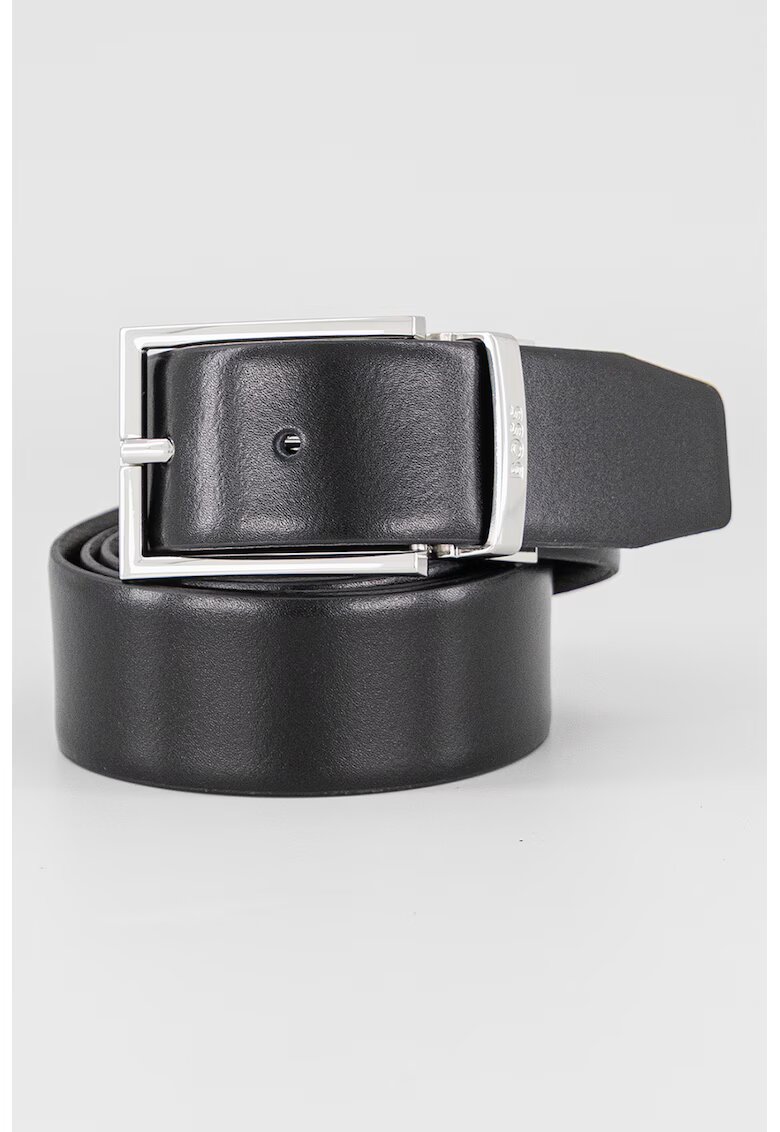 Boss Curea de piele cu catarama metalica - Negru stins