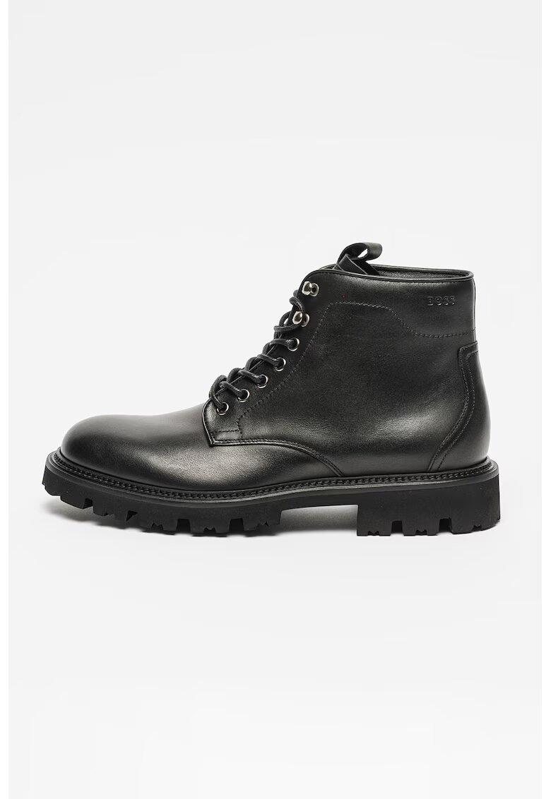 Boss Ghete din piele cu sireturi - Negru