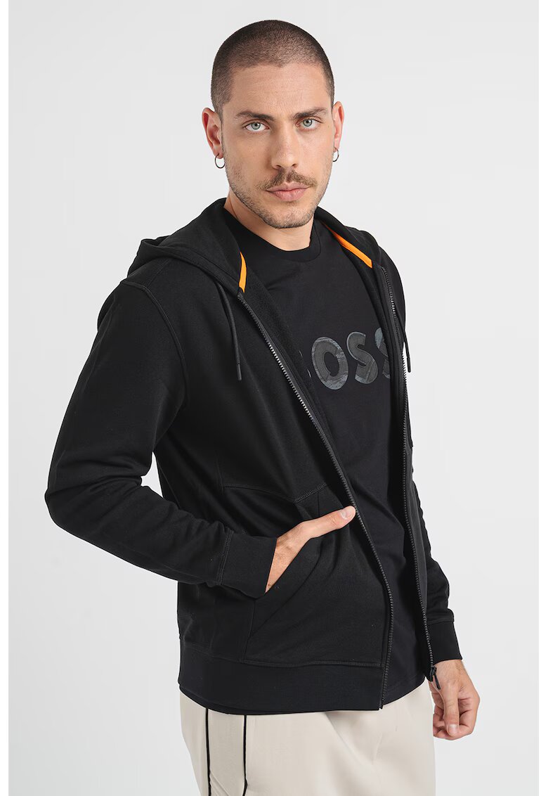 Boss Hanorac de bumbac cu fermoar Zetalky - Negru