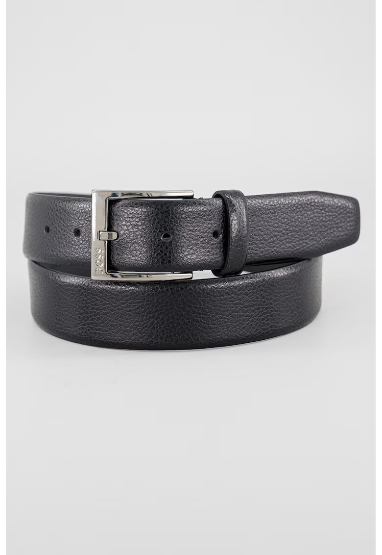 Boss HUGO - Curea de piele cu catarama metalica - Negru