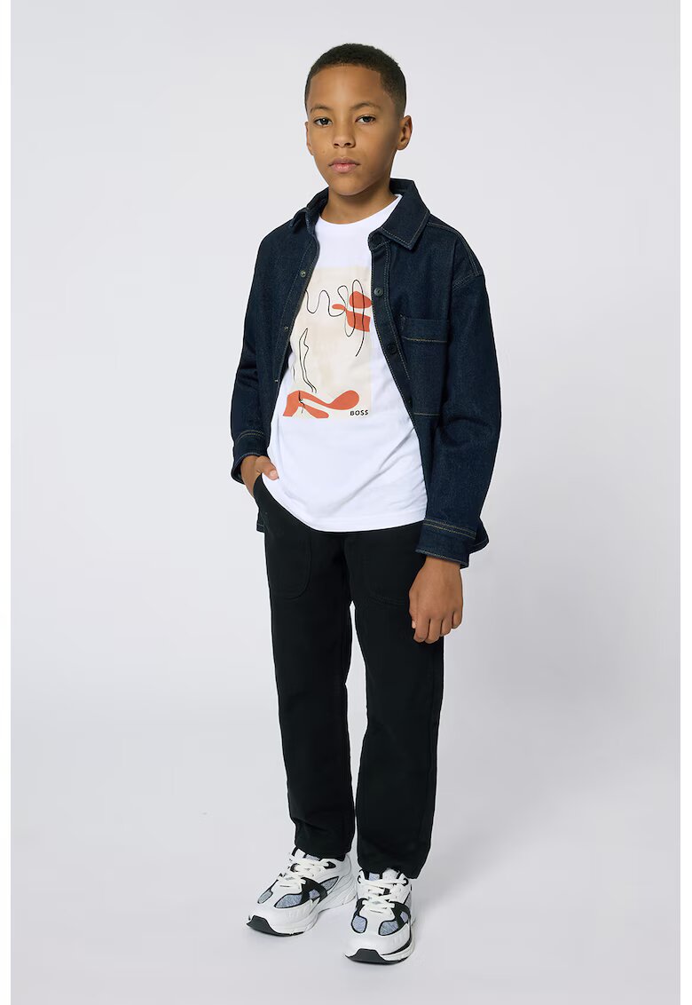 BOSS Kidswear Blugi drepti cu talie inalta - Negru