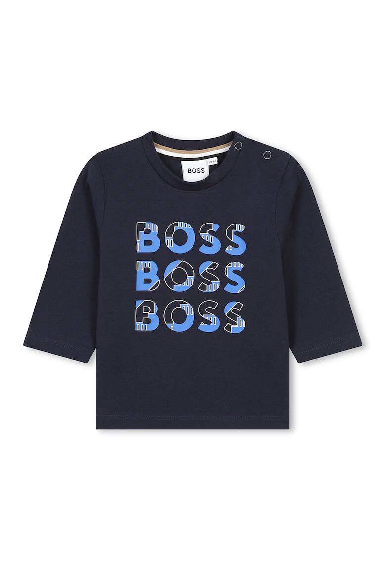 BOSS Kidswear Bluza cu imprimeu logo - Bleumarin