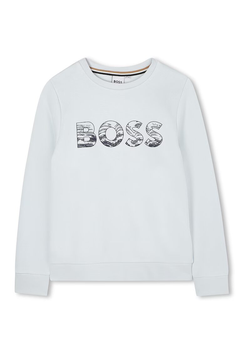 BOSS Kidswear Bluza de trening cu imprimeu logo - Alb murdar