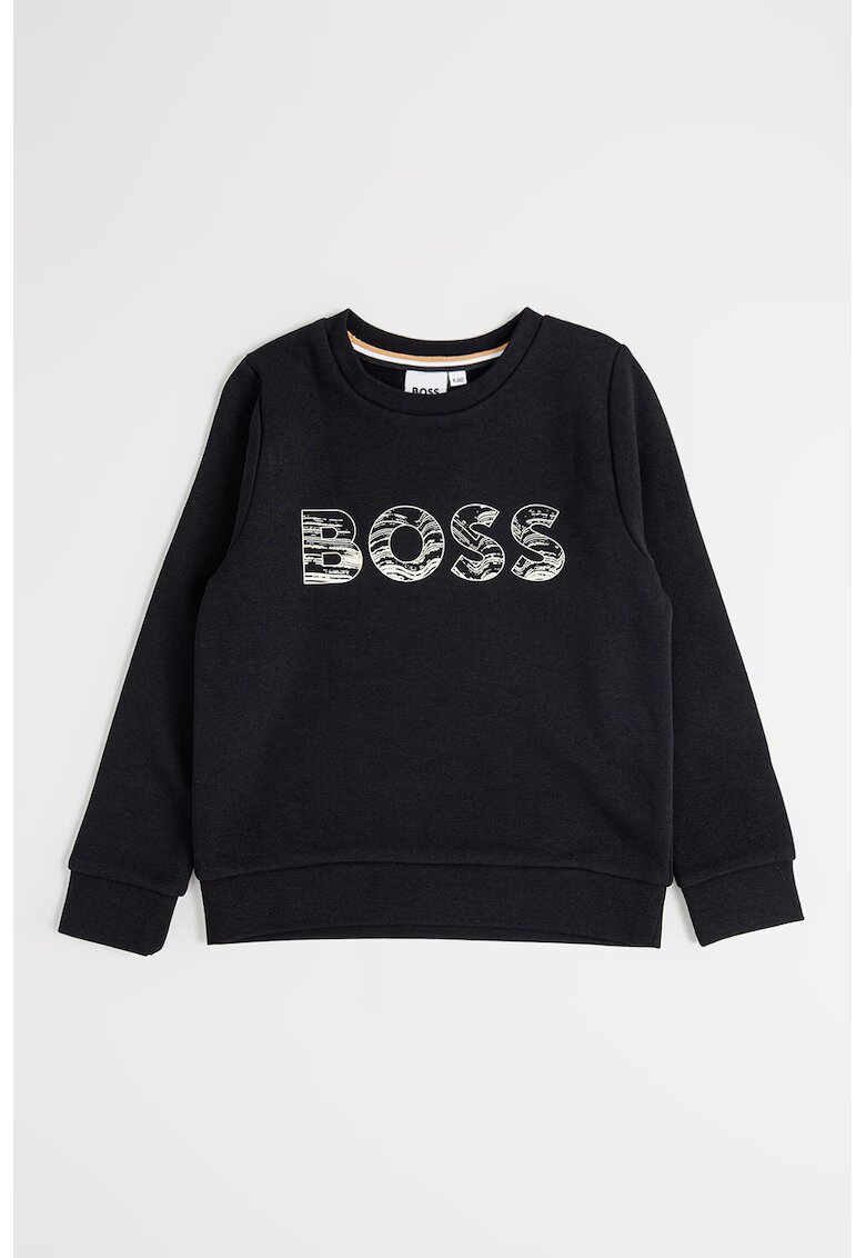 BOSS Kidswear Bluza de trening cu imprimeu logo - Negru/Bej