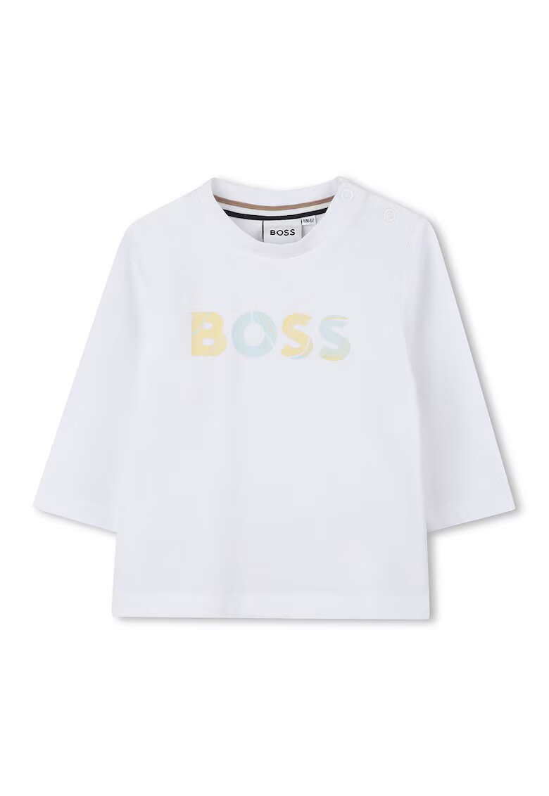 BOSS Kidswear Bluza din bumbac cu imprimeu logo - Galben/Alb optic
