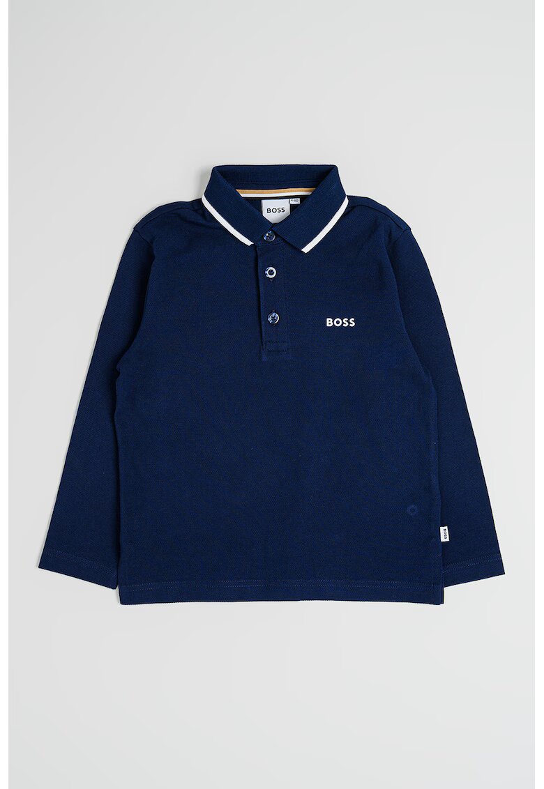 BOSS Kidswear Bluza polo cu fenta cu nasturi - Bleumarin